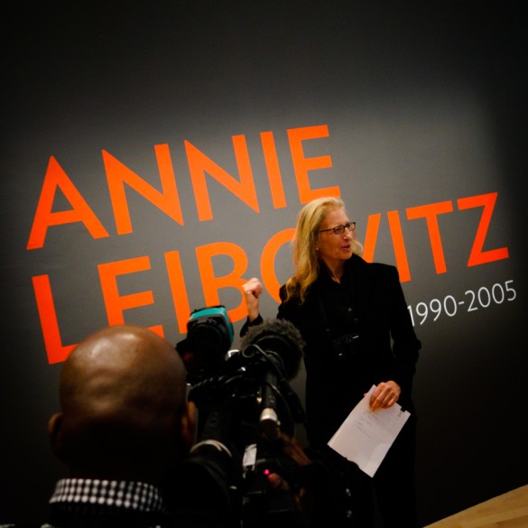 Annie Leibovitz at the opening of her exhibition.